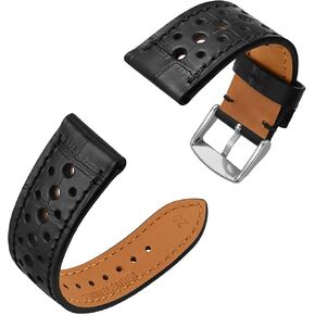 Anbeer Alligator Embossed Genuine Leather Watch Band,18mm 20mm 22mm Perforated Replacement Wristband for Men Women,Luxury Crocodile Pattern Watch Strap