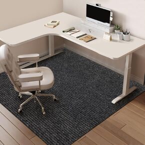 Office Rolling Chair Mat for Hardwood and Tile Floor, Black, Anti-Slip, Non-Curve, Chair Mat Best for Under The Computer Desk, 47 x 35 Rectangular Non-Toxic Plastic Protector, Not for Carpet