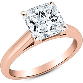 2 Ct Princess Cut Cathedral Solitaire Diamond Engagement Ring 14K White Gold (J Color SI2 Clarity)