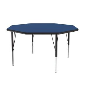 Correll 48" Octagon Shaped Classroom Activity Table, Height Adjustable (19"-29") Blue Durable High Pressure Laminate, School Furniture, Made in The USA