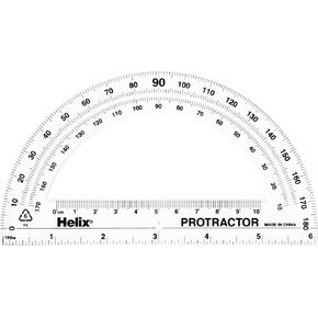 Helix Standard 180 Degree Protractor, 6 Inch / 15cm (13106)