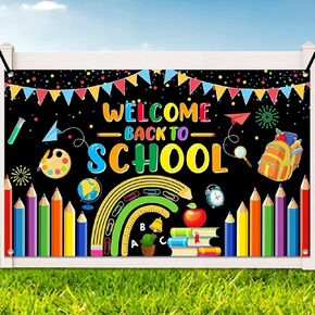 Welcome Back To School Banner, 72x44 Inch First Day of School Banner, Back to School Backdrop, Back To School Decorations for Classroom, Back To School Party Decorations