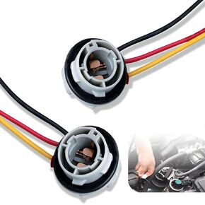 Pack-2 Car 1157 180 Degree LED Socket Wire Connector, BAY15D Insulated Waterproof Base with Pigtail Wire Harness, Stable Plug-in and Pull-out Light Bulb Adapter, Universal for Cars (Gray)