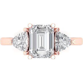 Clara Pucci 2.82ct Emerald Cut White Sapphire 14k Yellow Gold Three-Stone Wedding Engagement Bridal Promise Ring