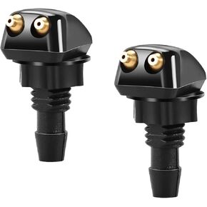 2 PCS Front Windshield Washer Nozzles, Double-Hole Automotive Wiper Washer Nozzle Kit Replacement, Windshield Wiper Spray with Rubber Gasket, Universal Car Accessories