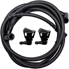 68164356AB Direct Replacement Windshield Wiper Nozzle & Fluid Hose kit, Compatible with 2013-2019 Jeep JK JKU Wrangler Windshield Washer Fluid Jet Nozzles & Rubber Tube Hose Kit – 68197414AB