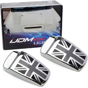 iJDMTOY Black UK Union Jack Style Window Wiper Washer Spray Nozzle Covers Compatible with All MINI Cooper Models
