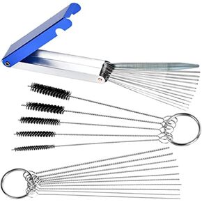 Carburettors Carbon Dirt Jet Remove Cleaner, Includes 5 Nylon Brushes + 10 Cleaning Needles + 13 Wire Torch Tip Cleaner Tool Kit for Motorcycle ATV Moped Welder Carb