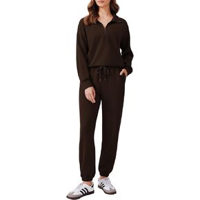 PINSPARK 2 Piece Sets for Women 2024 Fall Outfits Tracksuit Long Sleeve Half Zip Sweatshirt Jogger Sweatpants Matching Set