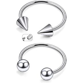 F136 Titanium 16/14/12/8/4/2g Septum Ring Gauge Earrings Lip Rings Prince Albert Jewelry Internally Threaded Horseshoe Hoop Piercings
