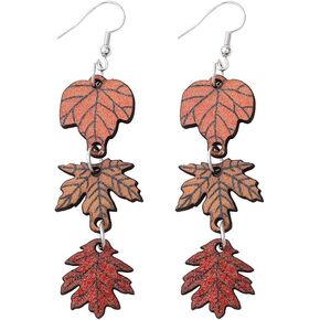Halloween Cute Bat Pumpkin Ghost Wooden Drop Dangle Earrings Wooden Lightweight 3 Layered Earrings for Women Girls Halloween Theme Jewelry Gift Party
