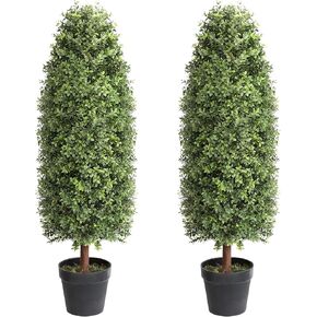 3.6ft Artificial Topiary Trees Set of 2, Faux Boxwood Plants Outdoor, Hold Nature Faux Trees Indoor for Porch Home Decor (43inch)