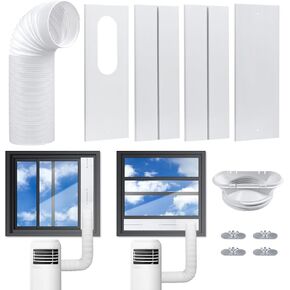 Upgrade Portable AC Window Vent Kit with 5.9Inch Exhaust Hose(79Inch Length),Portable Air Conditioner Window Vent kit,Adjustable Length 17" to 61" for Vertical & Horizontal Sliding Window