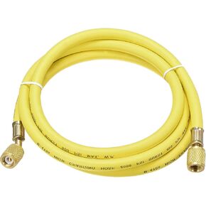 YOKIVE 1/4 SAE Flare AC Refrigerant Charging Hoses, 5.91Ft Length 800PSI Thread | Great for Ir Condition System Maintenance (Yellow, 1.8 Meters)