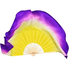 المرأة 24 "الحرير الصيني الرقص الشرقي مروحة قصيرة الحجاب تدفق المشجعين يدوية الصنع مروحة الرقص الشرقي in Kuwait