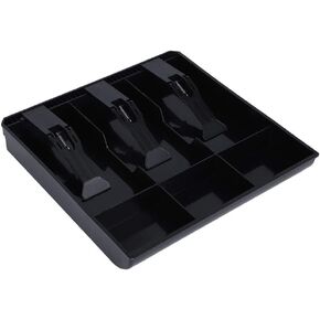 Cash Tray Drawer Register Insert Tray Plastic 3 Bills 3 Compartments Money Storage Box 9.6 x 9.6 x 1.4inch(Black)