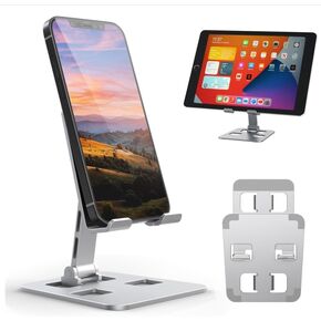 Cell Phone Stand, Adjustable Aluminum Phone/Tablet Stand, Non-Slip Desktop Holder, Wide Compatibility, Ideal for Home/Office
