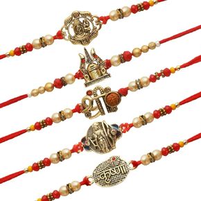 TIED RIBBONS Rakhi for Brother (Set of 5) | Rakhi Set | Rakhi for Bhaiya | Rakhi Card | Roli Tikka - Raksha Bandhan Rakhi Bracelet for Brother | Bhai Rakhi Set for Brother Rakhi Thread