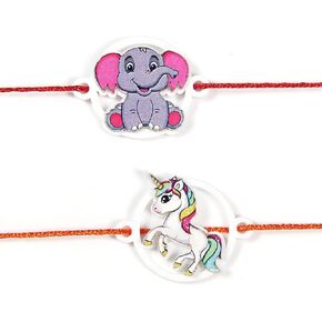 Set of 2 Rakhi for Small Brothers Designer Rakhi Rakhi for Sister, Rakhi for Little Brother Bhai | Raksha Bandhan Elephant Rakhi for Brother with Greeting card and Roli Chawal (Design9)