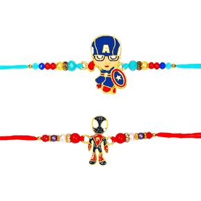 Set of 2 Rakhi for Small Brothers Designer Rakhi Rakhi for Sister, Rakhi for Little Brother Bhai | Raksha Bandhan Elephant Rakhi for Brother with Greeting card and Roli Chawal (Design6)