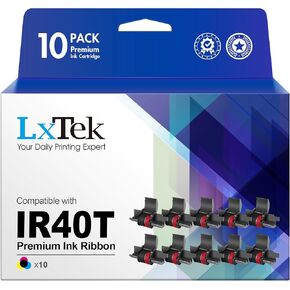 LxTek Calculator Roller Ribbons Replacement for IR40T IR-40T CP13 MP-12D to use with Sharp EL-1750V, EL-1801V HR-100TM,HR-170RC,Canon P23-dhv CP13 (Black and Red, 10-Pack, Individually Sealed)