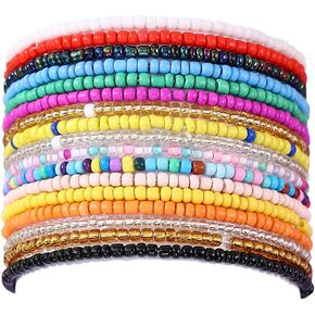 Taouzi Beaded Anklet for Women Handmade Boho Beaded Ankle Bracelets Colorful Beads Foot Anklets for Teen Girls