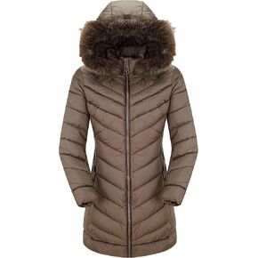 Bellivera Women's Winter Thickened Quilted Puffer Jacket Zipper Pockets Bubble Coat with Removable Hood and Faux Fur Collar