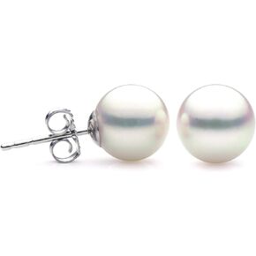 14K Gold 10-11mm White Freshwater Cultured Pearl Stud Earrings, AAAA Quality