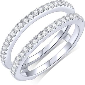 KSTYLE Moissanite Ring Enhancer Wedding Bands for Women Ring Guard for Engagement Rings, D Color VVS1 Lab Created Moissanite Rings 925 Sterling Silver Wedding Ring Protector(V-Shape)