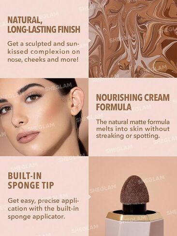 SHEGLAM Sun Sculpt Cool Toned Liquid Contour Stick Long Lasting Cream Bronzer Makeup - Camel Suede in Kuwait