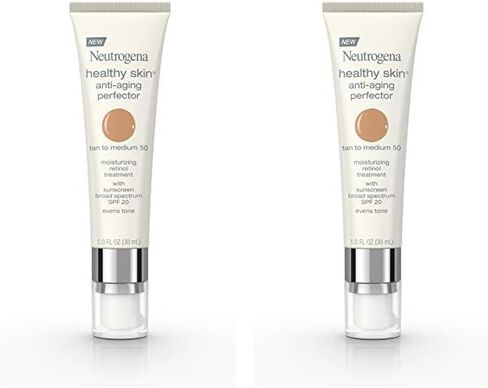 Neutrogena Healthy Skin Anti-Aging Perfector Tinted Facial Moisturizer and Retinol Treatment with Broad Spectrum SPF 20 Sunscreen with Titanium Dioxide, 10 Ivory to Fair, 1 fl. oz in Saudi Arabia