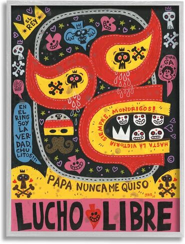 Stupell Industries Bold Lucho Libre Wrestling Mask Skull Shapes Pattern, Design by Jorge R. Gutierrez, 24 x 30 in Saudi Arabia