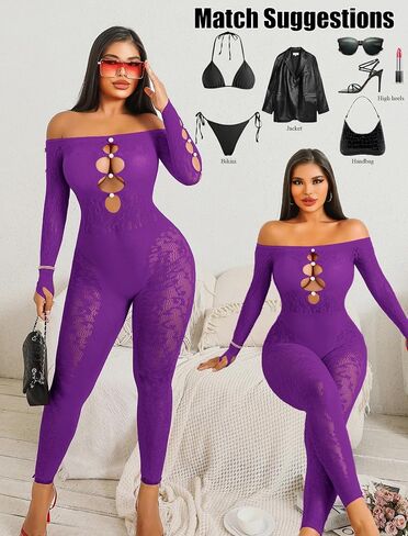 Avidlove النساء الملابس الداخلية طويلة الأكمام شبكة صيد السمك الجسم الجورب ليوبارد مثير الزي حجر الراين الجسم الدعاوى قطع بذلة in Saudi Arabia