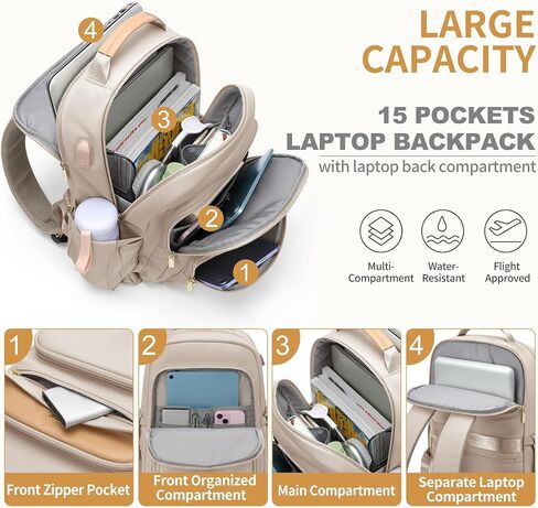 Travel Laptop Backpack for Women Men: 15.6 Inch Work Bags with USB Port Large Capacity Travel Bags Water Resistant Business Computer Backpack Purse Casual Daypacks for College Nurse Teacher in Saudi Arabia