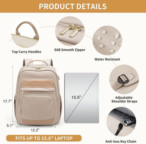 Travel Laptop Backpack for Women Men: 15.6 Inch Work Bags with USB Port Large Capacity Travel Bags Water Resistant Business Computer Backpack Purse Casual Daypacks for College Nurse Teacher in Saudi Arabia