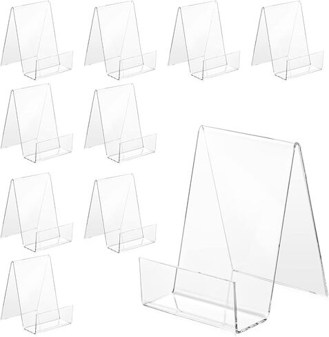 10 قطع من حامل عرض الكتب الأكريليك مع حافة، حامل عرض حامل من الأكريليك الشفاف مقاس 4 × 3، حامل كتب صغير للأجهزة اللوحية لعرض الصور والكتب وأوراق الموسيقى والأقراص المضغوطة وأجهزة الكمبيوتر المحمولة in Kuwait