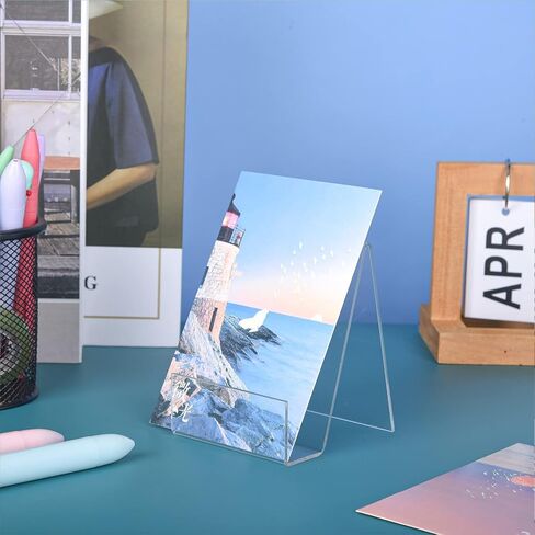 10 قطع من حامل عرض الكتب الأكريليك مع حافة، حامل عرض حامل من الأكريليك الشفاف مقاس 4 × 3، حامل كتب صغير للأجهزة اللوحية لعرض الصور والكتب وأوراق الموسيقى والأقراص المضغوطة وأجهزة الكمبيوتر المحمولة in Kuwait