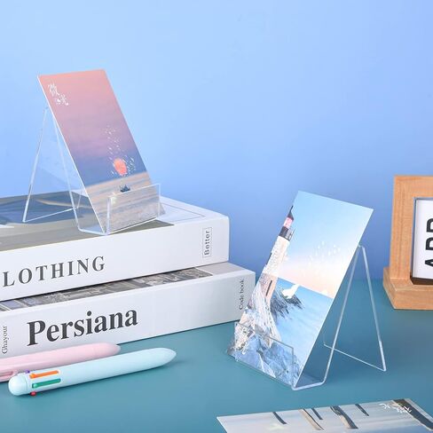 10 قطع من حامل عرض الكتب الأكريليك مع حافة، حامل عرض حامل من الأكريليك الشفاف مقاس 4 × 3، حامل كتب صغير للأجهزة اللوحية لعرض الصور والكتب وأوراق الموسيقى والأقراص المضغوطة وأجهزة الكمبيوتر المحمولة in Kuwait