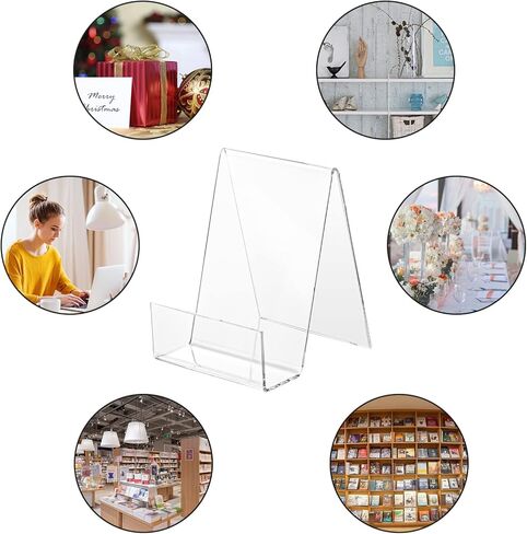 10 قطع من حامل عرض الكتب الأكريليك مع حافة، حامل عرض حامل من الأكريليك الشفاف مقاس 4 × 3، حامل كتب صغير للأجهزة اللوحية لعرض الصور والكتب وأوراق الموسيقى والأقراص المضغوطة وأجهزة الكمبيوتر المحمولة in Kuwait