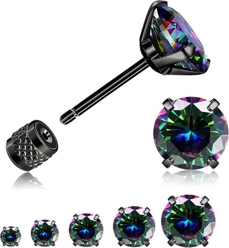 316L Surgical Stainless Steel Threadless Flat Back Earrings 2-6mm Hypoallergenic CZ Cartilage Earrings Studs Set Push-in Flat Back Stud Earrings Tragus Helix Piercing Jewelry for Women and Men in Saudi Arabia