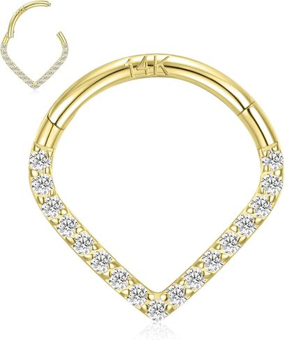 GAGABODY 14K الصلبة الذهب الحاجز المجوهرات الذهب الأصفر 16G الحاجز خواتم الدمعة سلس الأنف الدائري هوب الغضروف أقراط للنساء Daith القرط الزنمة اللولب ثقب المجوهرات in Kuwait