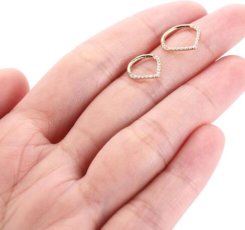 GAGABODY 14K الصلبة الذهب الحاجز المجوهرات الذهب الأصفر 16G الحاجز خواتم الدمعة سلس الأنف الدائري هوب الغضروف أقراط للنساء Daith القرط الزنمة اللولب ثقب المجوهرات in Kuwait