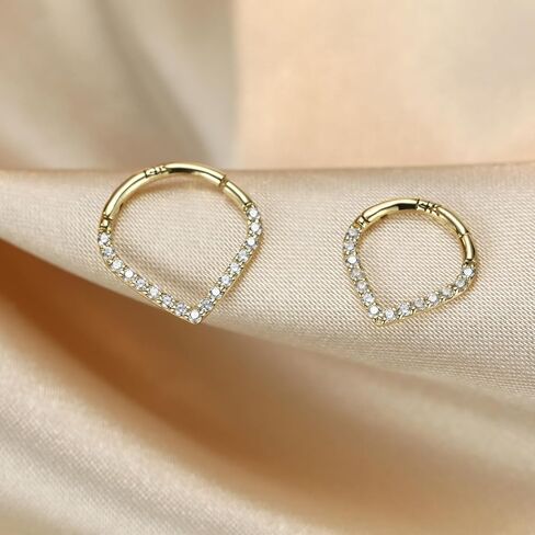 GAGABODY 14K الصلبة الذهب الحاجز المجوهرات الذهب الأصفر 16G الحاجز خواتم الدمعة سلس الأنف الدائري هوب الغضروف أقراط للنساء Daith القرط الزنمة اللولب ثقب المجوهرات in Kuwait