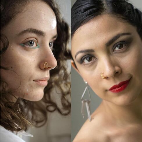 funtopia 18g حلقات الأنف الأطواق، 6 قطع 316l الجراحية الصلب هوب حلقات الأنف للنساء الرجال، الذهب تشيكوسلوفاكيا الفرس يتوقف حلقة الحاجز حلقة مزدوجة هوب، 8mm الشفاه دايث روك محارة هيئة ثقب المجوهرات in Kuwait