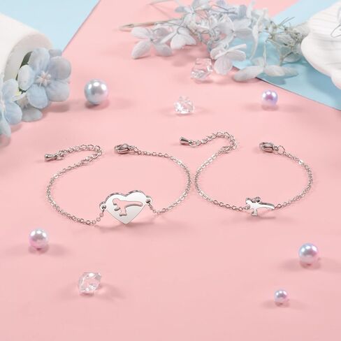 Back to School Gifts Mommy and Me Bracelet Mother Daughter Son Matching Dinosaur Heart Butterfly Bear Bracelets Set for 2 First Day of School Gifts for Her Him Separation Anxiety Gifts in Saudi Arabia