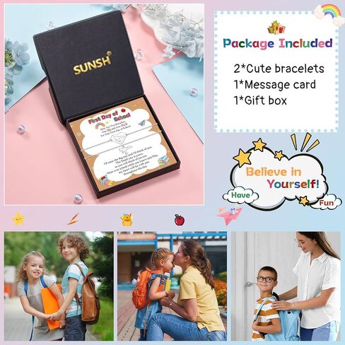 Back to School Gifts Mommy and Me Bracelet Mother Daughter Son Matching Dinosaur Heart Butterfly Bear Bracelets Set for 2 First Day of School Gifts for Her Him Separation Anxiety Gifts in Saudi Arabia