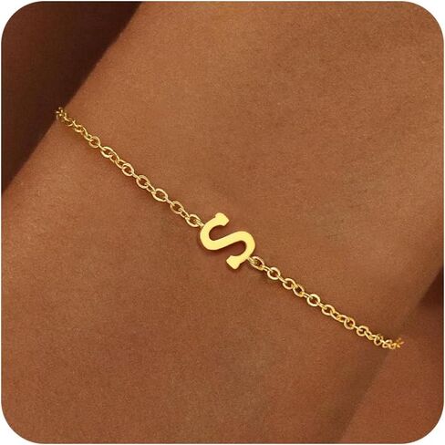 أساور ذهبية للنساء والفتيات هدايا - سوار أولي مطلي بالذهب عيار 18 قيراط بحروف أولية أساور ذهبية أنيقة للنساء أساور ذهبية عصرية للنساء في سن المراهقة هدايا مجوهرات للفتيات in Kuwait