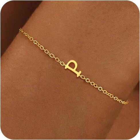 أساور ذهبية للنساء والفتيات هدايا - سوار أولي مطلي بالذهب عيار 18 قيراط بحروف أولية أساور ذهبية أنيقة للنساء أساور ذهبية عصرية للنساء في سن المراهقة هدايا مجوهرات للفتيات in Kuwait