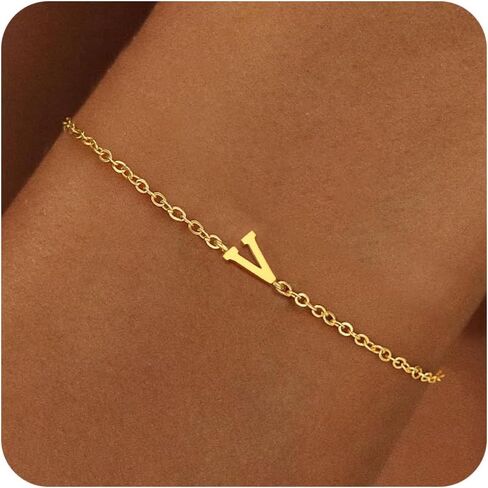 أساور ذهبية للنساء والفتيات هدايا - سوار أولي مطلي بالذهب عيار 18 قيراط بحروف أولية أساور ذهبية أنيقة للنساء أساور ذهبية عصرية للنساء في سن المراهقة هدايا مجوهرات للفتيات in Kuwait