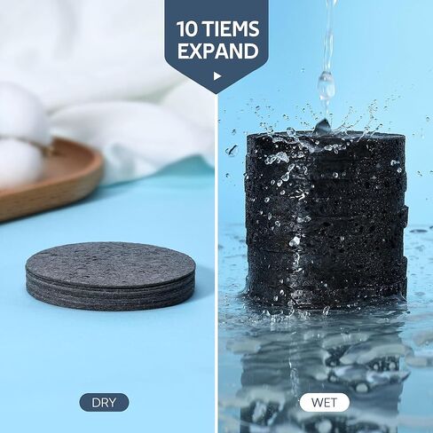 50-Count Black Compressed Facial Sponges for Daily Facial Cleansing and Exfoliating, 100％ Natural Cosmetic Spa Sponges for Makeup Remover, Reusable in Saudi Arabia